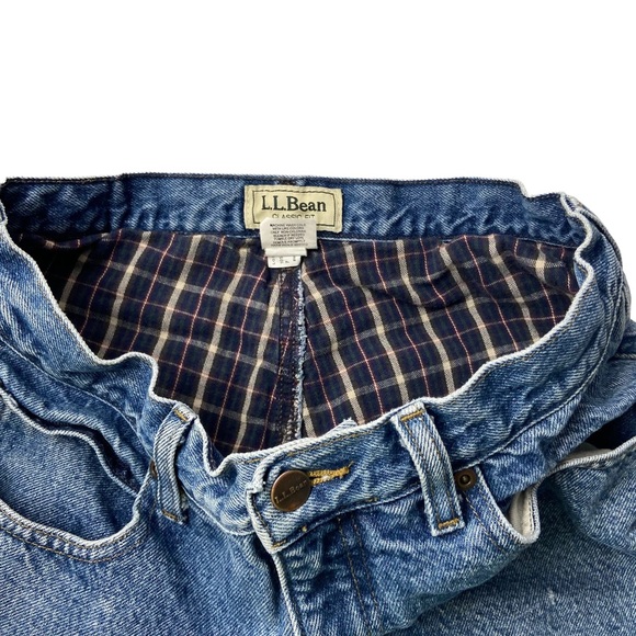 L.L. Bean Men's Flannel Lined Jeans Size 33 x 29 Classic Fit, Blue and Broken-In - Picture 2 of 12